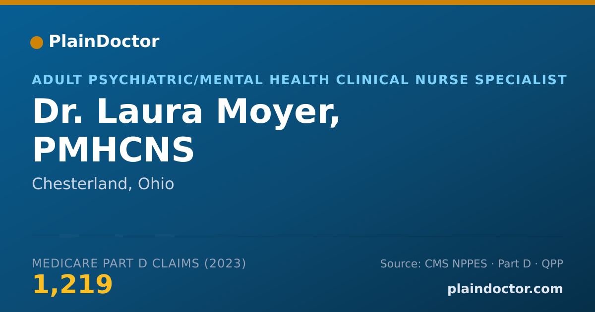 Shareable card for Laura Moyer, PMHCNS - Adult Psychiatric/Mental Health Clinical Nurse Specialist, Chesterland, OH