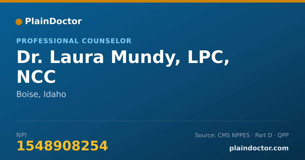 Shareable card for Laura Mundy, LPC, NCC - Professional Counselor, Boise, ID