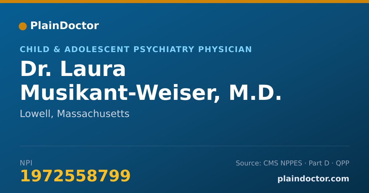 Shareable card for Laura Musikant-Weiser, M.D. - Child & Adolescent Psychiatry Physician, Lowell, MA