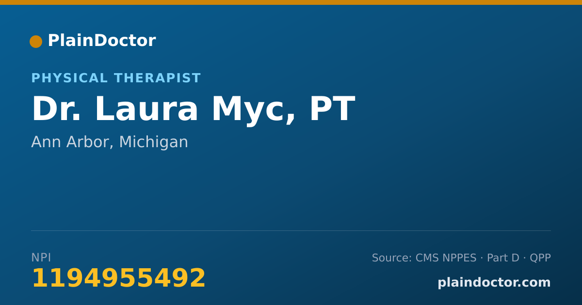 Shareable card for Laura Myc, PT - Physical Therapist, Ann Arbor, MI