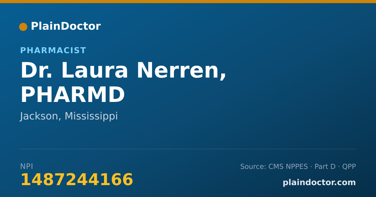 Shareable card for Laura Nerren, PHARMD - Pharmacist, Jackson, MS