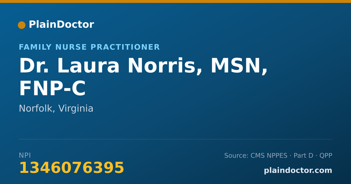 Shareable card for Laura Norris, MSN, FNP-C - Family Nurse Practitioner, Norfolk, VA