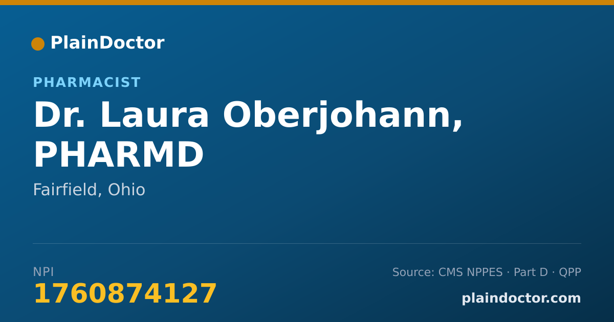 Shareable card for Laura Oberjohann, PHARMD - Pharmacist, Fairfield, OH
