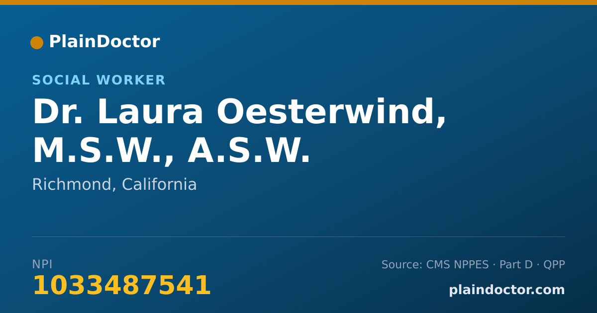 Shareable card for Laura Oesterwind, M.S.W., A.S.W. - Social Worker, Richmond, CA