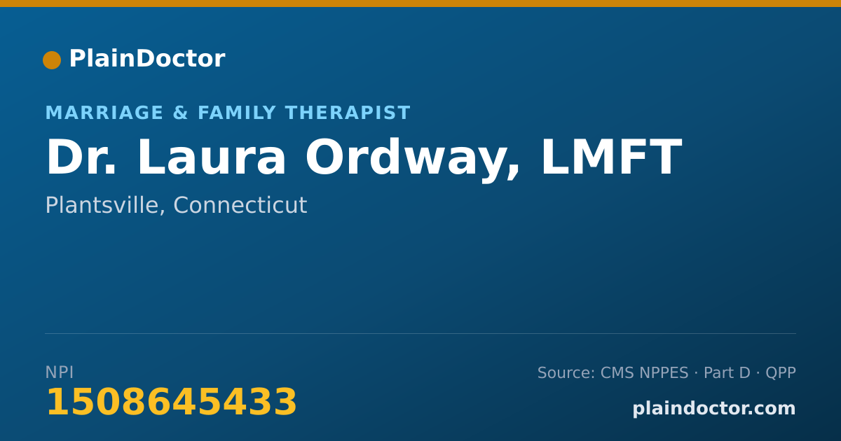 Shareable card for Laura Ordway, LMFT - Marriage & Family Therapist, Plantsville, CT