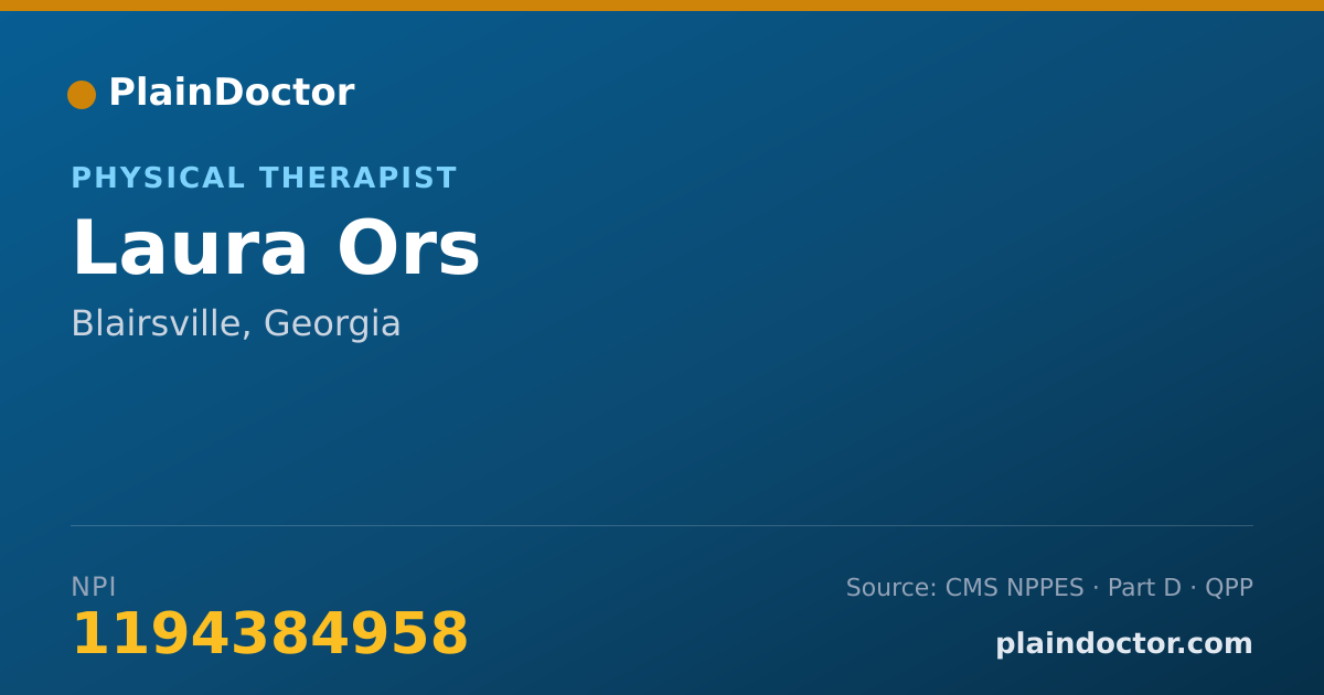 Shareable card for Laura Ors - Physical Therapist, Blairsville, GA