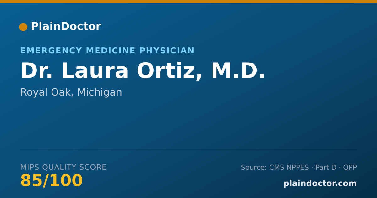 Shareable card for Laura Ortiz, M.D. - Emergency Medicine Physician, Royal Oak, MI