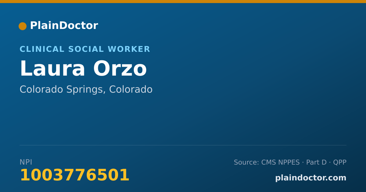 Shareable card for Laura Orzo - Clinical Social Worker, Colorado Springs, CO