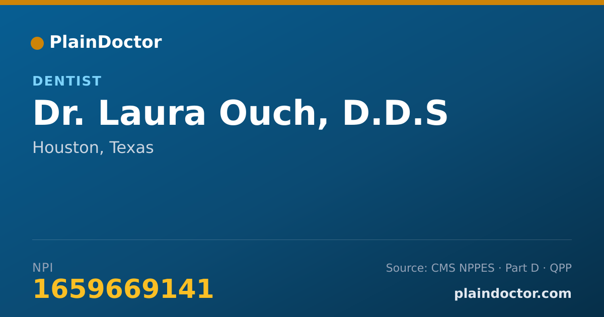 Shareable card for Laura Ouch, D.D.S - Dentist, Houston, TX