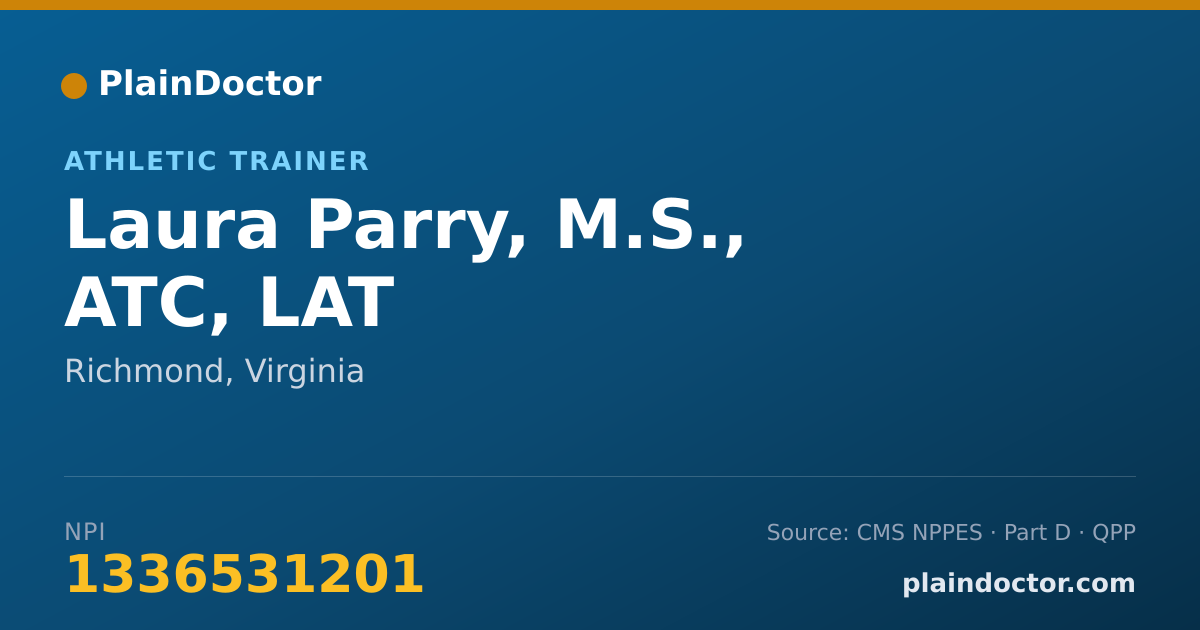 Shareable card for Laura Parry, M.S., ATC, LAT - Athletic Trainer, Richmond, VA