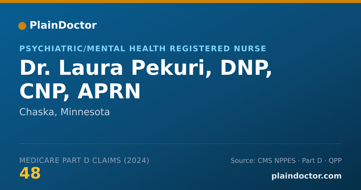 Shareable card for Laura Pekuri, DNP, CNP, APRN - Psychiatric/Mental Health Registered Nurse, Chaska, MN