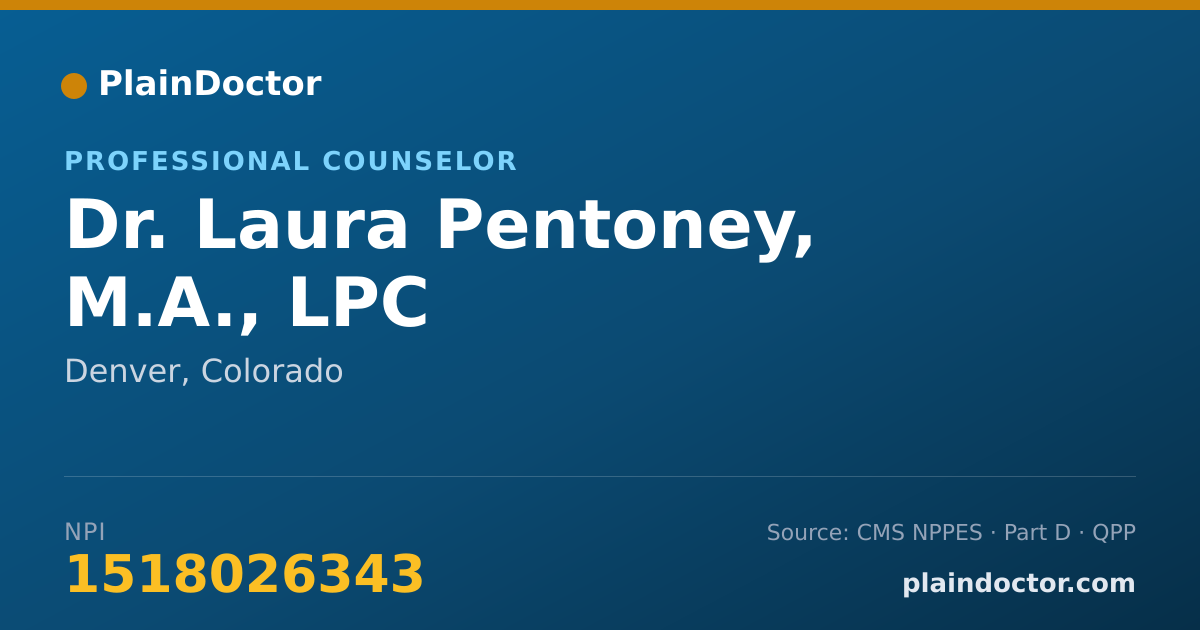 Shareable card for Laura Pentoney, M.A., LPC - Professional Counselor, Denver, CO