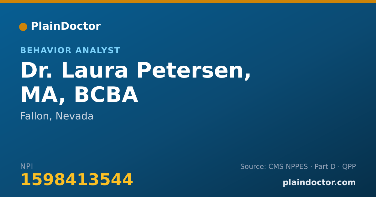 Shareable card for Laura Petersen, MA, BCBA - Behavior Analyst, Fallon, NV