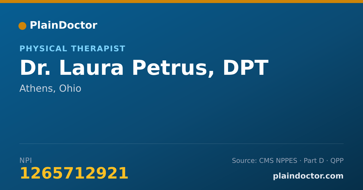Shareable card for Laura Petrus, DPT - Physical Therapist, Athens, OH