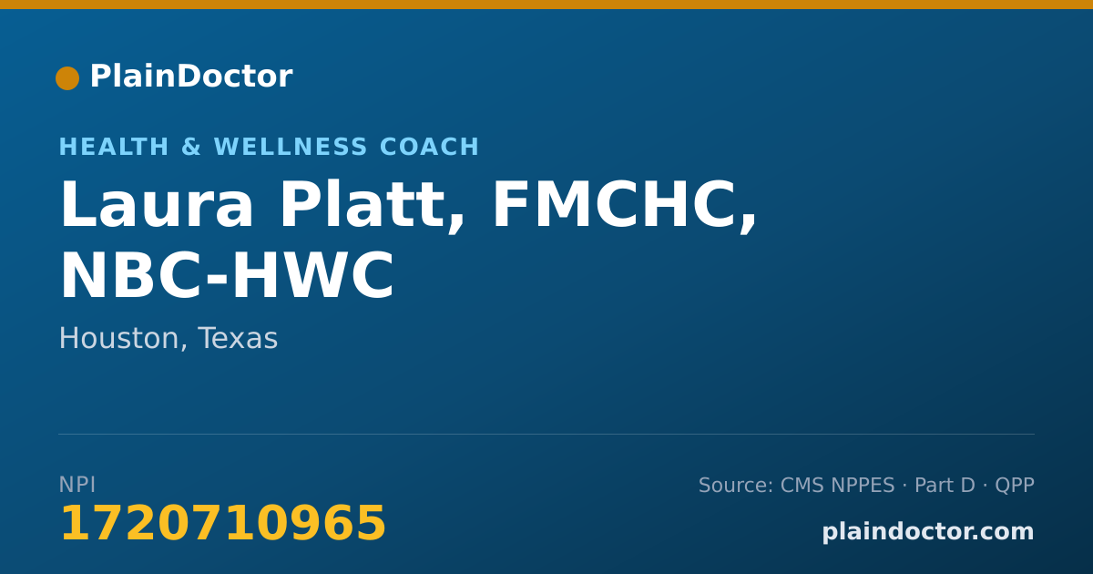 Shareable card for Laura Platt, FMCHC, NBC-HWC - Health & Wellness Coach, Houston, TX