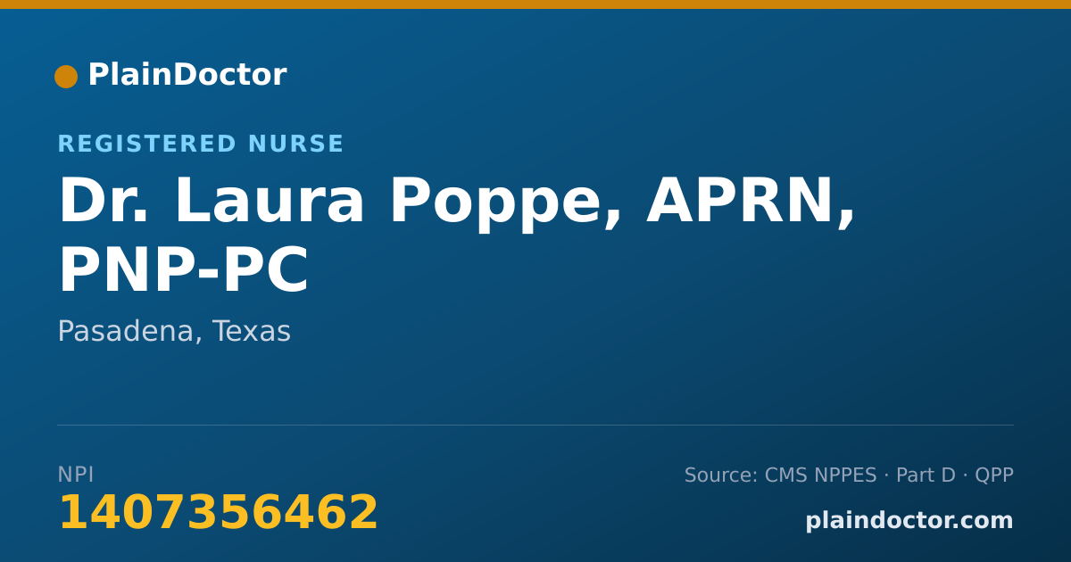 Shareable card for Laura Poppe, APRN, PNP-PC - Registered Nurse, Pasadena, TX