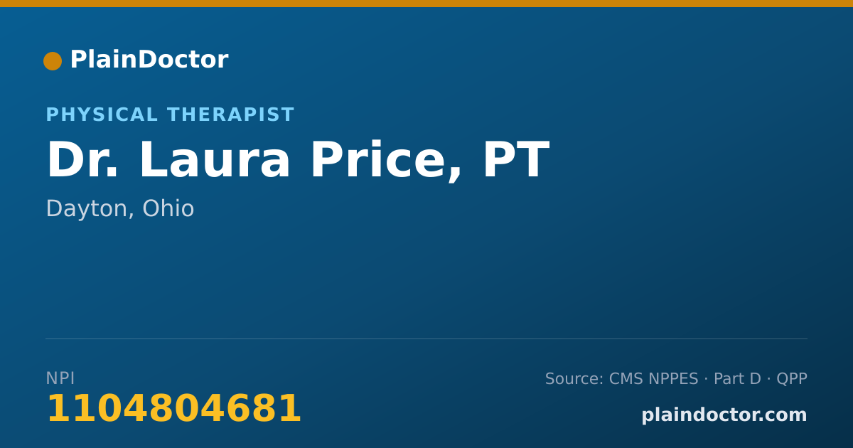 Shareable card for Laura Price, PT - Physical Therapist, Dayton, OH