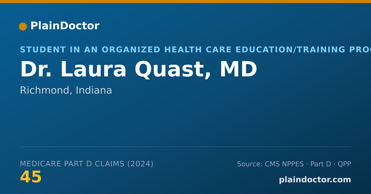 Shareable card for Laura Quast, MD - Student in an Organized Health Care Education/Training Program, Richmond, IN
