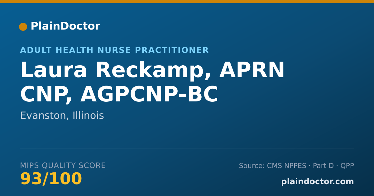 Shareable card for Laura Reckamp, APRN CNP, AGPCNP-BC - Adult Health Nurse Practitioner, Evanston, IL