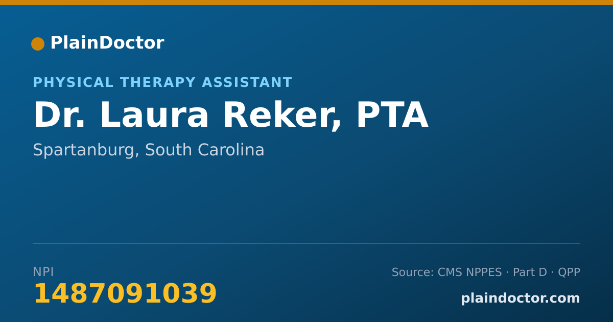 Shareable card for Laura Reker, PTA - Physical Therapy Assistant, Spartanburg, SC