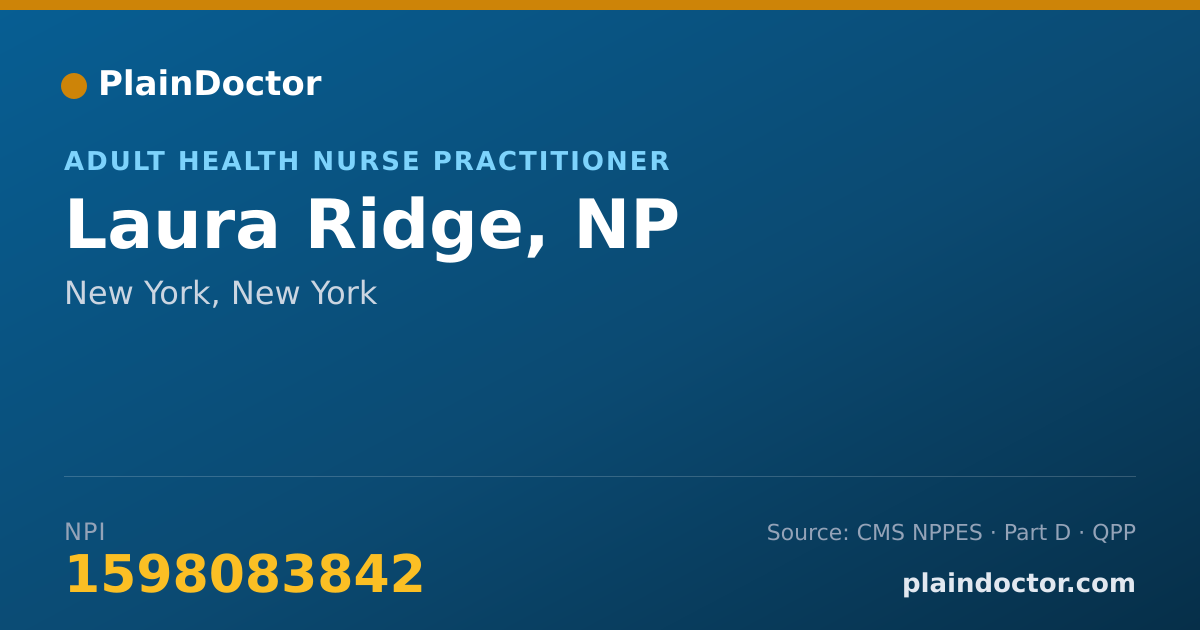 Shareable card for Laura Ridge, NP - Adult Health Nurse Practitioner, New York, NY