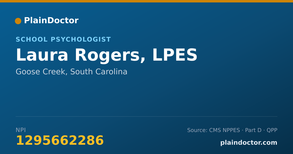 Shareable card for Laura Rogers, LPES - School Psychologist, Goose Creek, SC