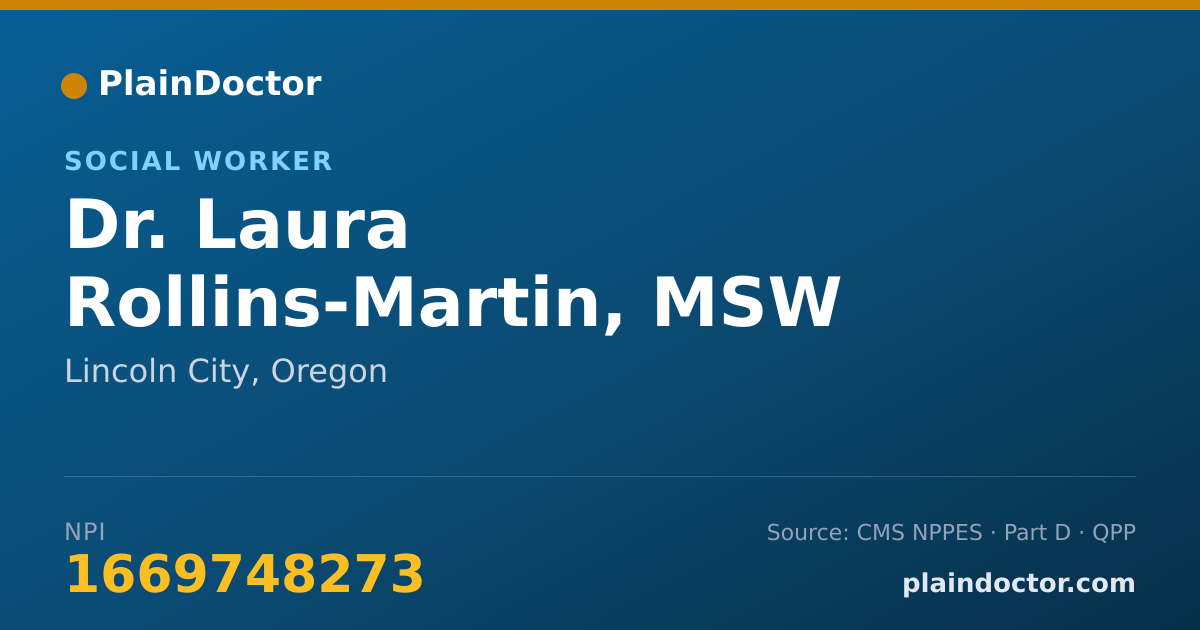 Shareable card for Laura Rollins-Martin, MSW - Social Worker, Lincoln City, OR