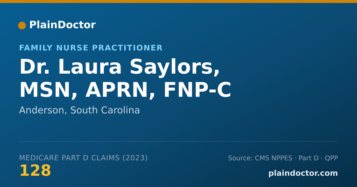 Shareable card for Laura Saylors, MSN, APRN, FNP-C - Family Nurse Practitioner, Anderson, SC