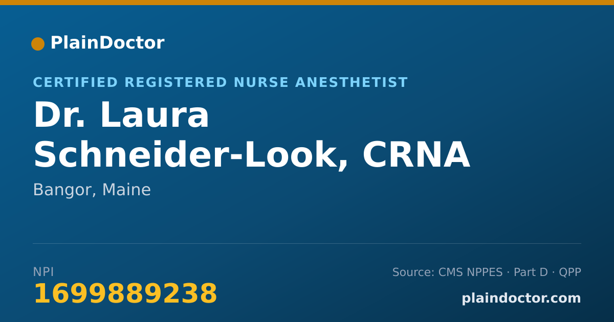 Shareable card for Laura Schneider-Look, CRNA - Certified Registered Nurse Anesthetist, Bangor, ME