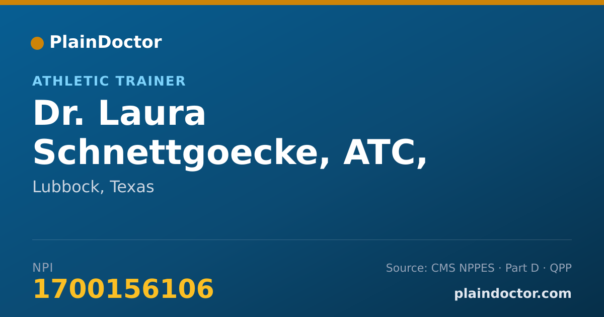 Shareable card for Laura Schnettgoecke, ATC, LAT - Athletic Trainer, Lubbock, TX