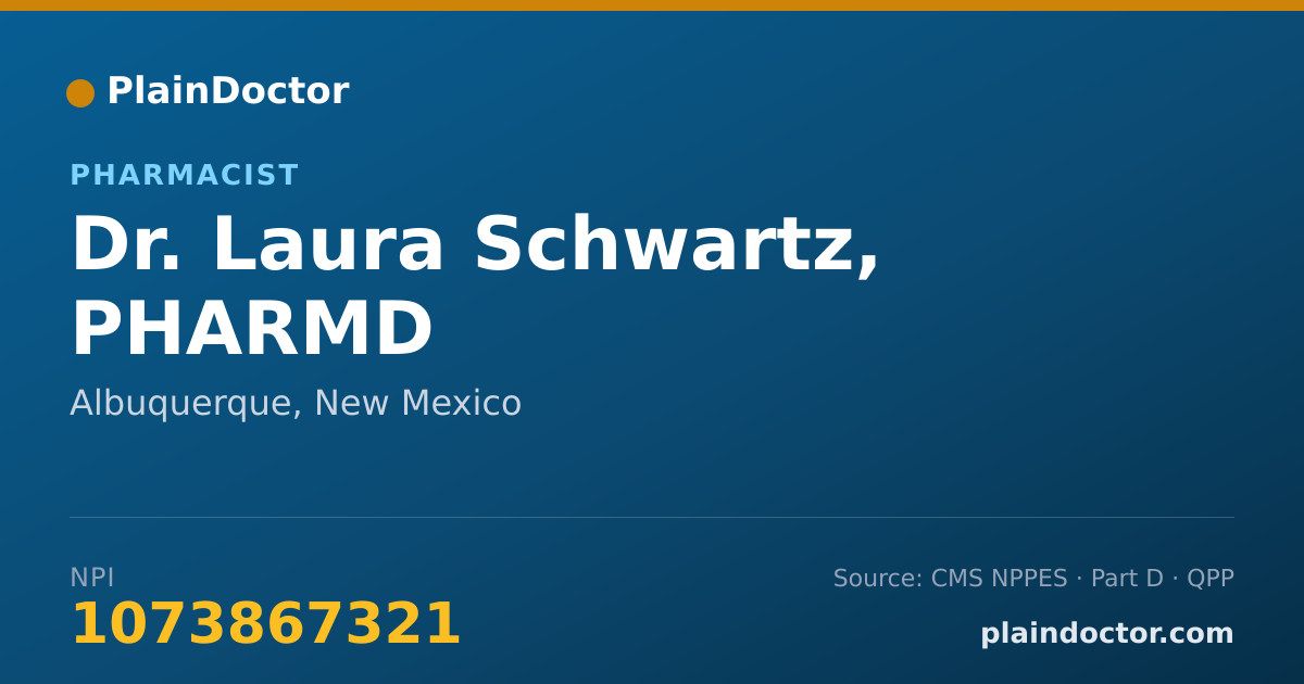 Shareable card for Laura Schwartz, PHARMD - Pharmacist, Albuquerque, NM