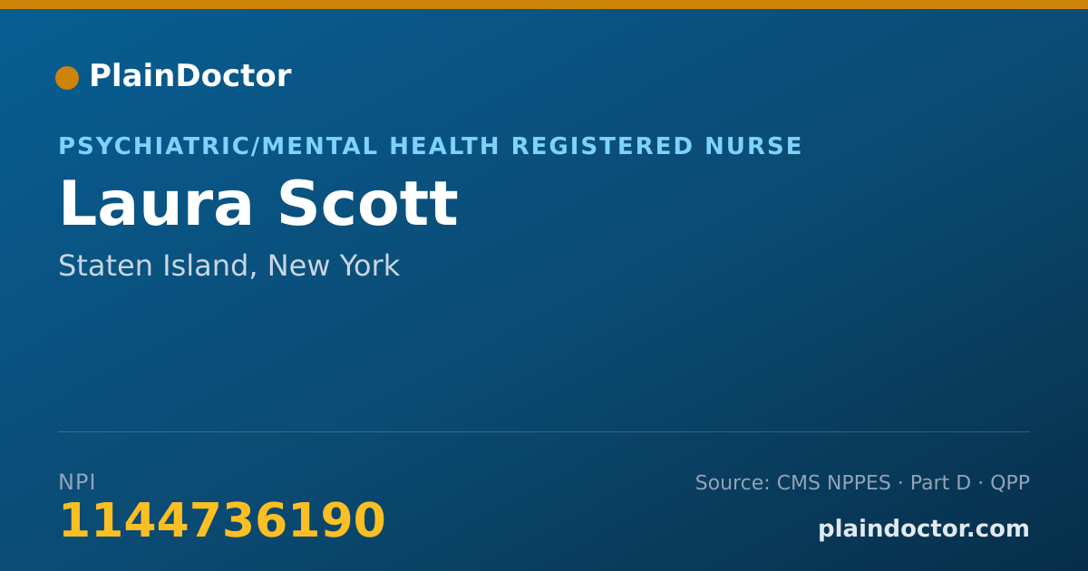 Shareable card for Laura Scott - Psychiatric/Mental Health Registered Nurse, Staten Island, NY