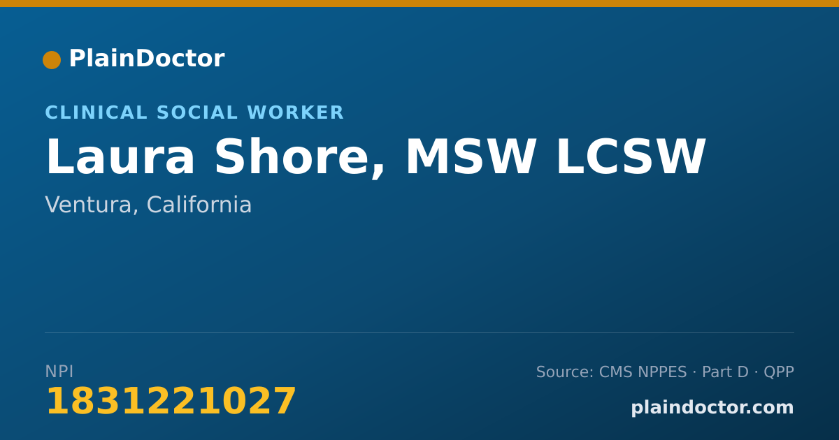 Shareable card for Laura Shore, MSW LCSW - Clinical Social Worker, Ventura, CA