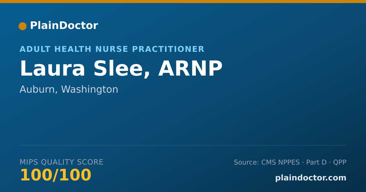 Shareable card for Laura Slee, ARNP - Adult Health Nurse Practitioner, Auburn, WA