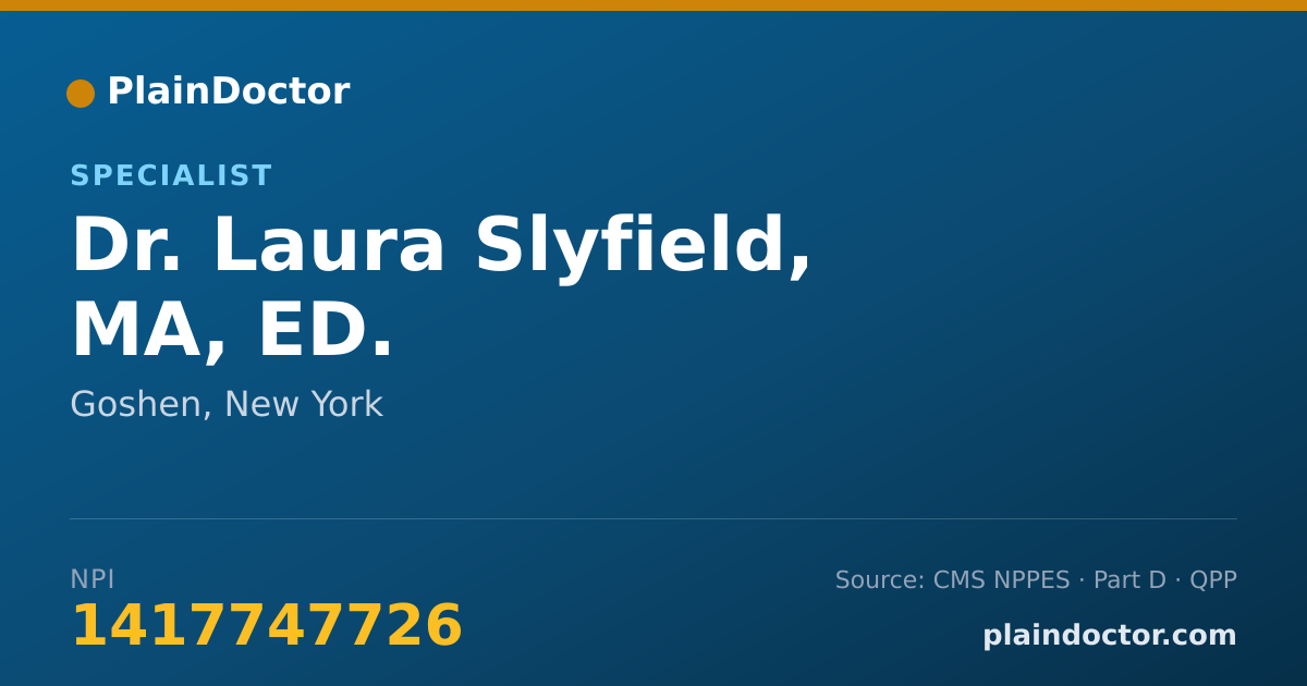 Shareable card for Laura Slyfield, MA, ED. - Specialist, Goshen, NY