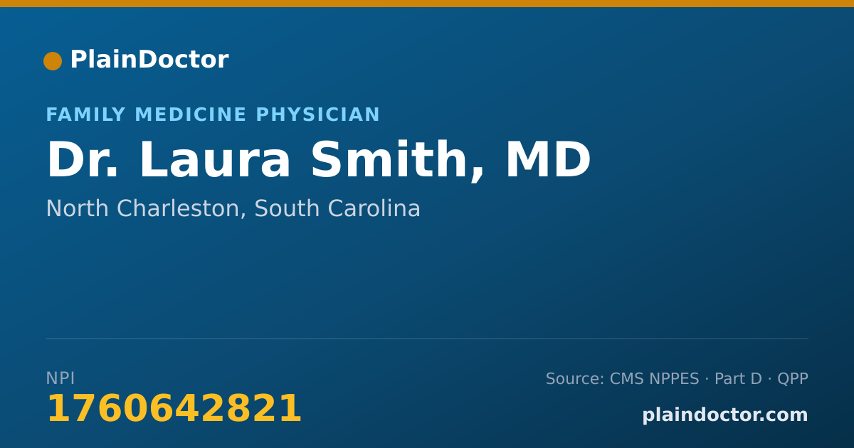 Shareable card for Laura Smith, MD - Family Medicine Physician, North Charleston, SC