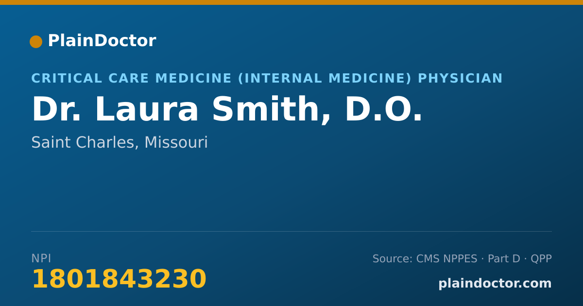 Shareable card for Laura Smith, D.O. - Critical Care Medicine (Internal Medicine) Physician, Saint Charles, MO