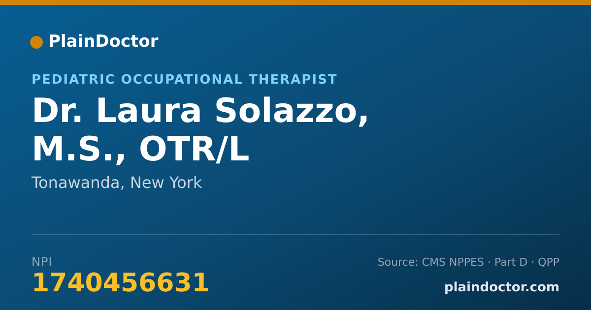 Shareable card for Laura Solazzo, M.S., OTR/L - Pediatric Occupational Therapist, Tonawanda, NY