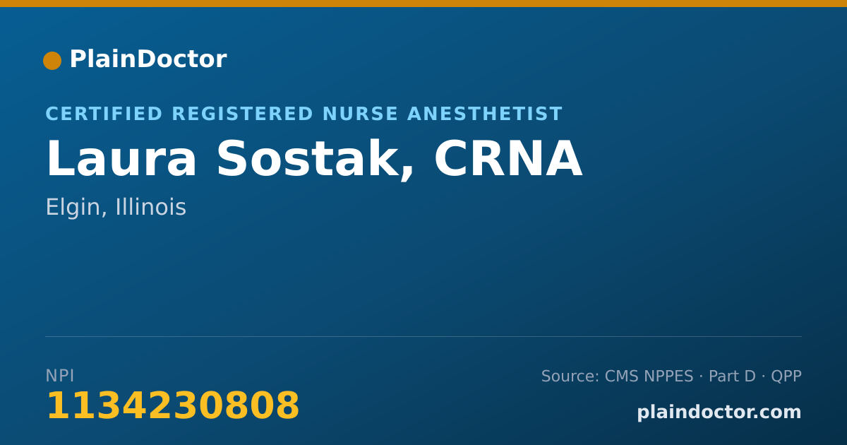Shareable card for Laura Sostak, CRNA - Certified Registered Nurse Anesthetist, Elgin, IL