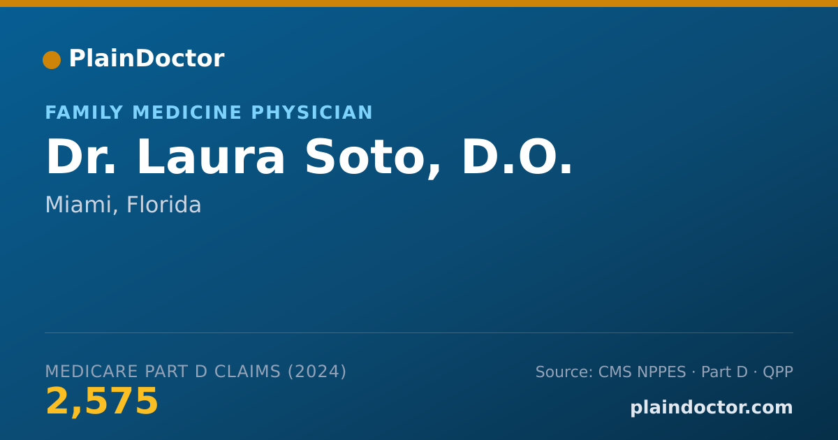 Shareable card for Laura Soto, D.O. - Family Medicine Physician, Miami, FL