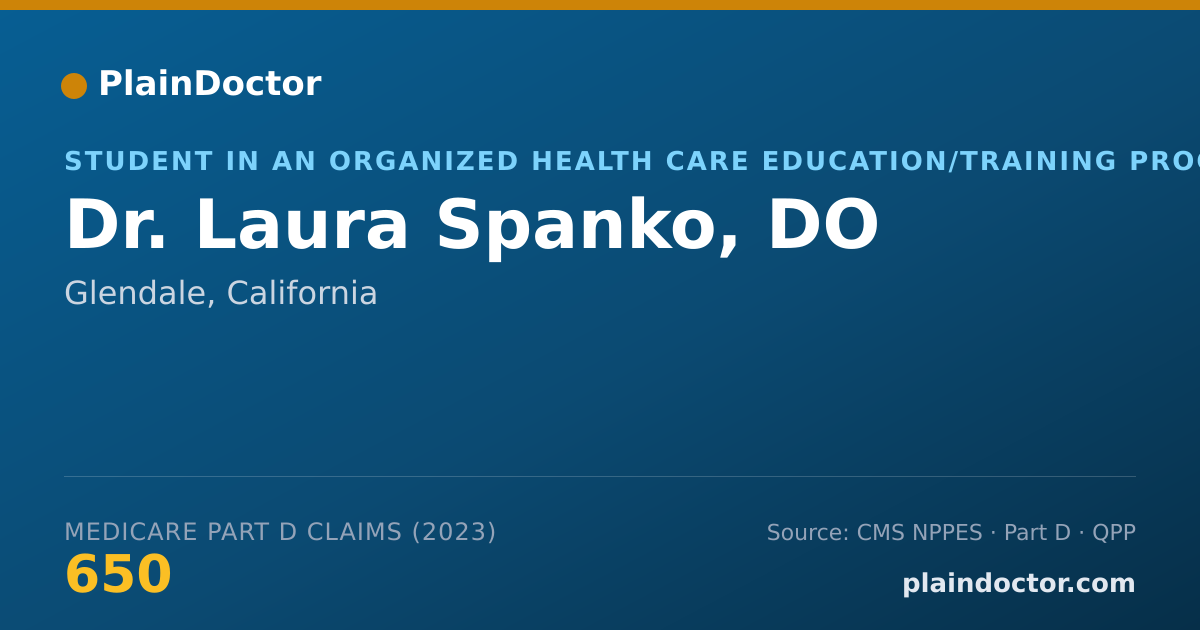 Shareable card for Laura Spanko, DO - Student in an Organized Health Care Education/Training Program, Glendale, CA