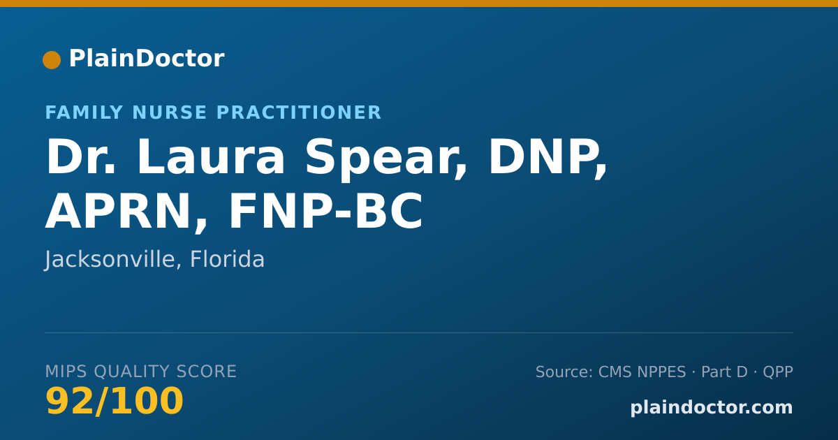 Shareable card for Laura Spear, DNP, APRN, FNP-BC - Family Nurse Practitioner, Jacksonville, FL