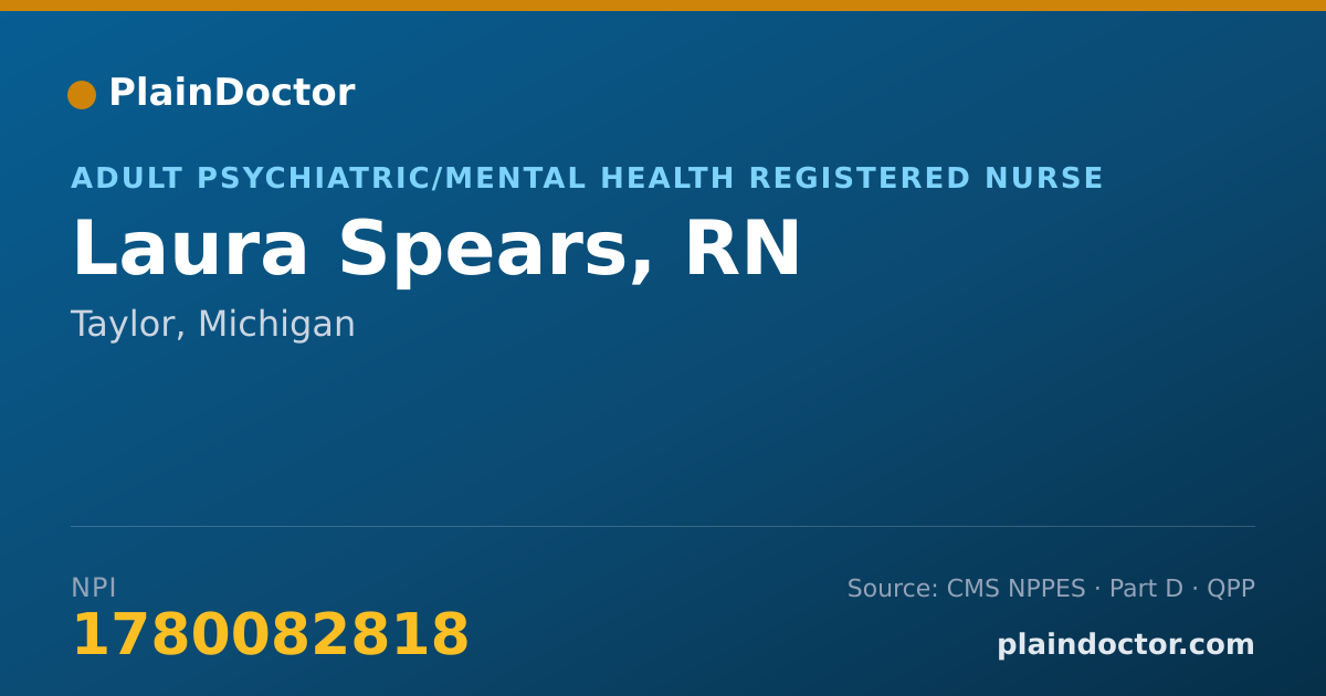 Shareable card for Laura Spears, RN - Adult Psychiatric/Mental Health Registered Nurse, Taylor, MI
