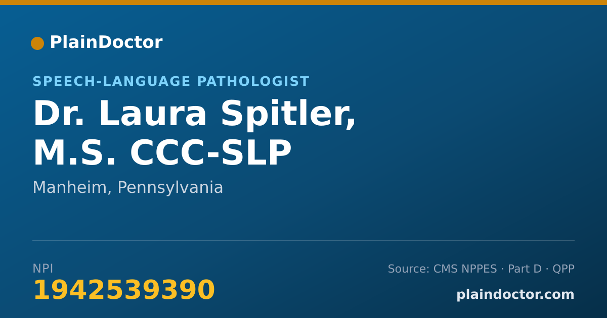 Shareable card for Laura Spitler, M.S. CCC-SLP - Speech-Language Pathologist, Manheim, PA