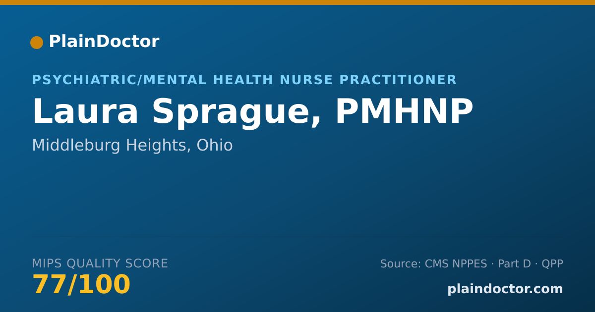 Shareable card for Laura Sprague, PMHNP - Psychiatric/Mental Health Nurse Practitioner, Middleburg Heights, OH