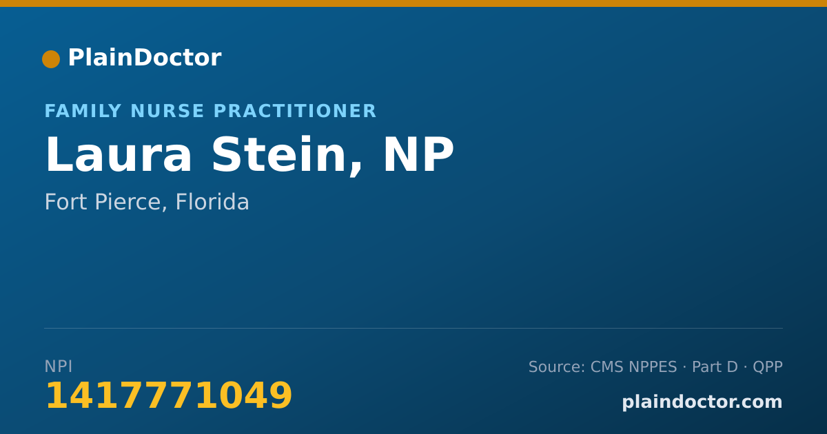Shareable card for Laura Stein, NP - Family Nurse Practitioner, Fort Pierce, FL
