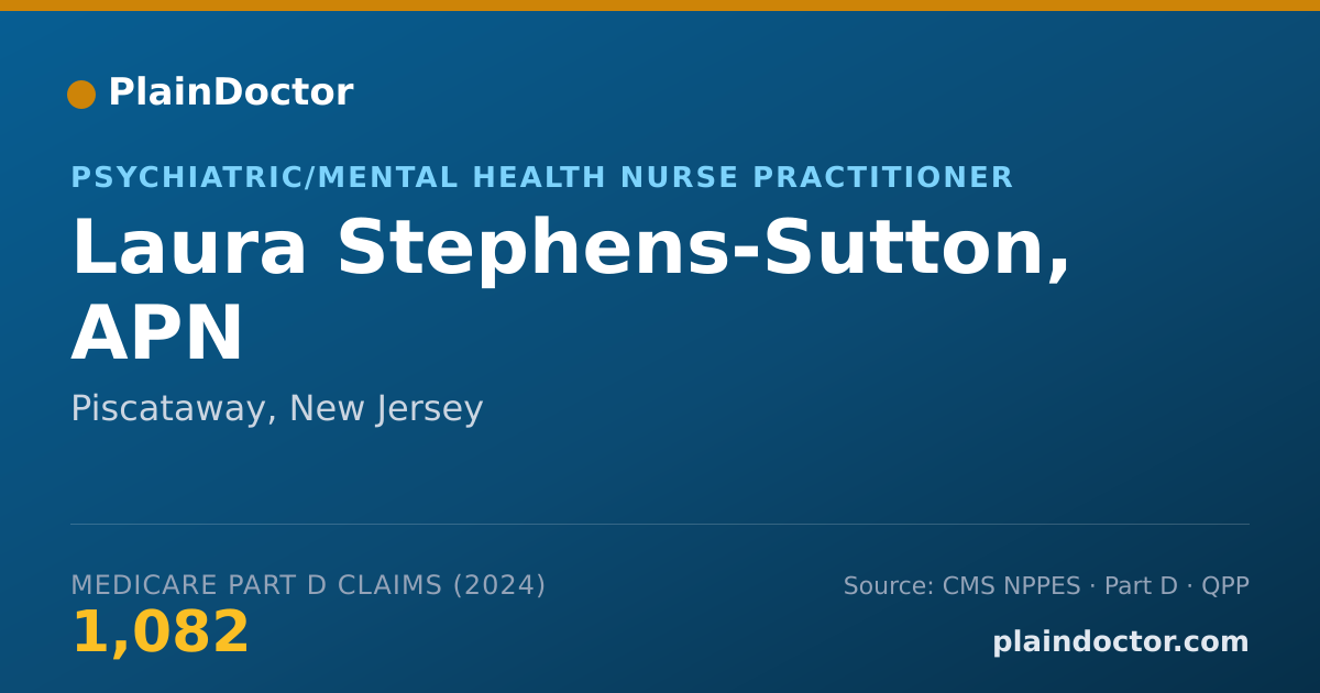 Shareable card for Laura Stephens-Sutton, APN - Psychiatric/Mental Health Nurse Practitioner, Piscataway, NJ