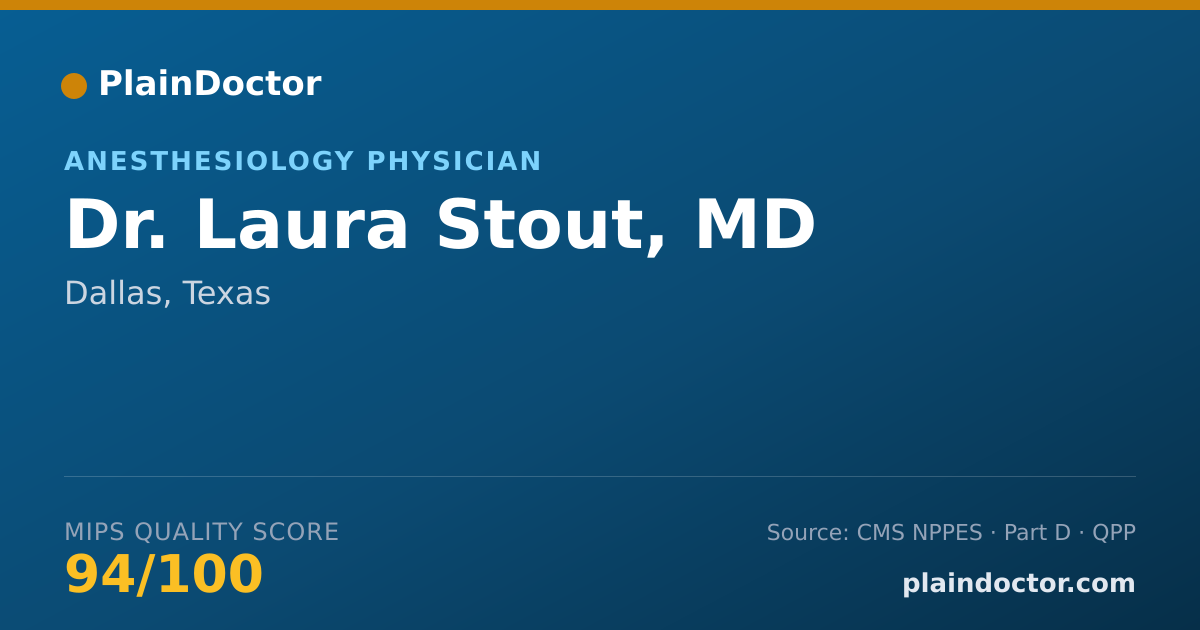 Shareable card for Laura Stout, MD - Anesthesiology Physician, Dallas, TX
