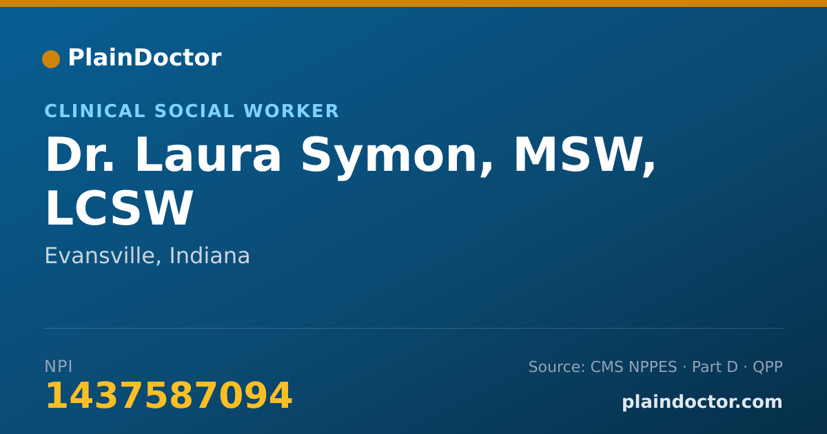 Shareable card for Laura Symon, MSW, LCSW - Clinical Social Worker, Evansville, IN