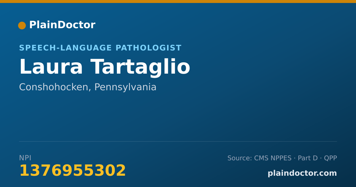 Shareable card for Laura Tartaglio - Speech-Language Pathologist, Conshohocken, PA